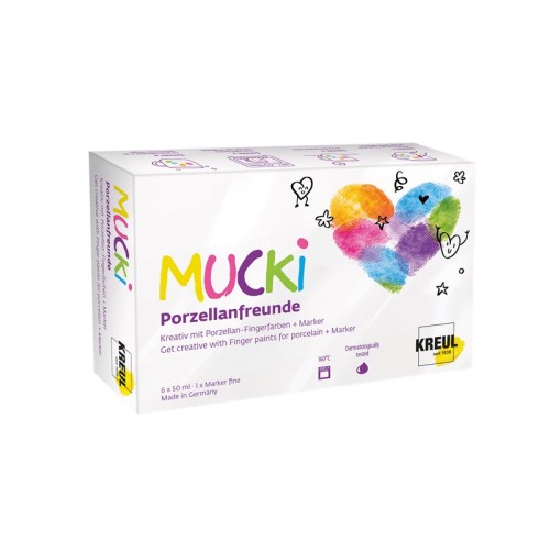 Mucki Porzellan-Fingerfarbe - 6 Farben + Marker