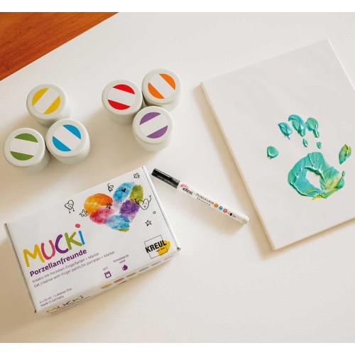 Mucki Finger Paint for Porcelain - 6 Colours + Marker